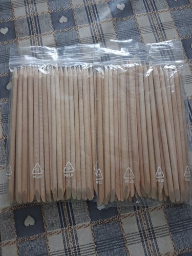 Orange wood cuticle sticks - orange,