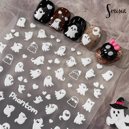 Halloween nail stickers - stickers, white